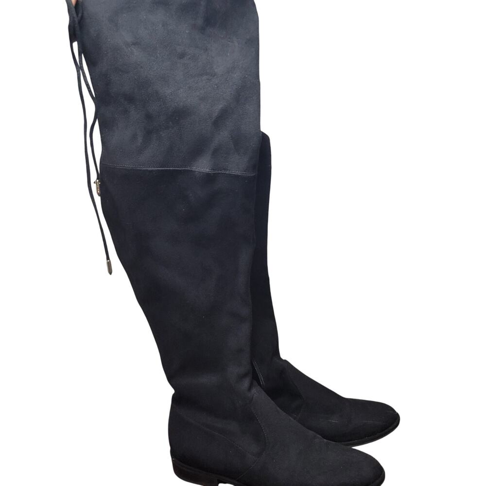 Marc Fisher Thigh High Boots Size 9 Black Dressy Low Heel Over The Knee Stretchy